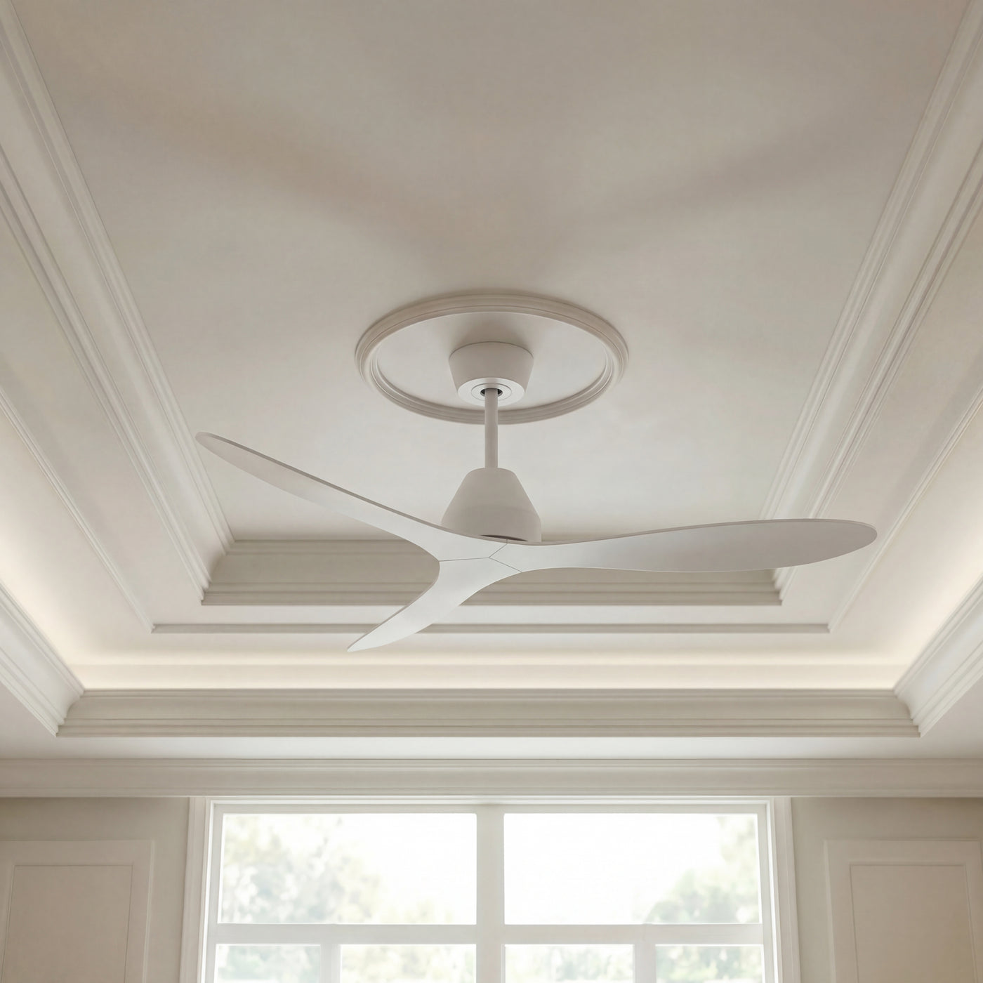 56 Inch DC WiFi Indoor Outdoor Smart Fan in White with Remote