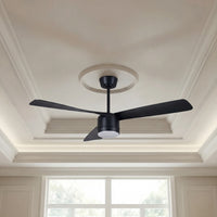 56 Inch 1 Light LED Indoor Outdoor Black Fan with Remote