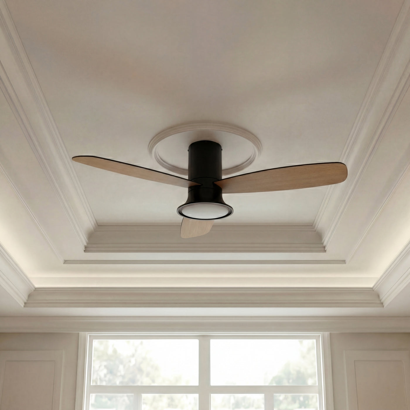 52 Inch 1 Light LED Indoor Outdoor Black Ceiling Fan with Remote
