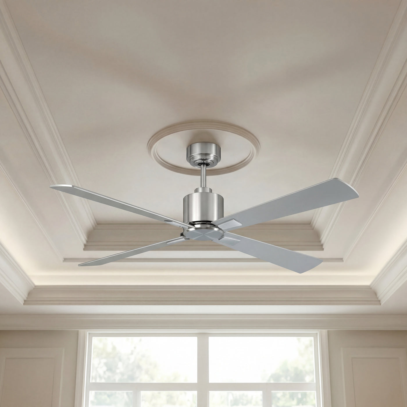 52 Inch DC Chrome Fan with Matte Silver Blades and Remote