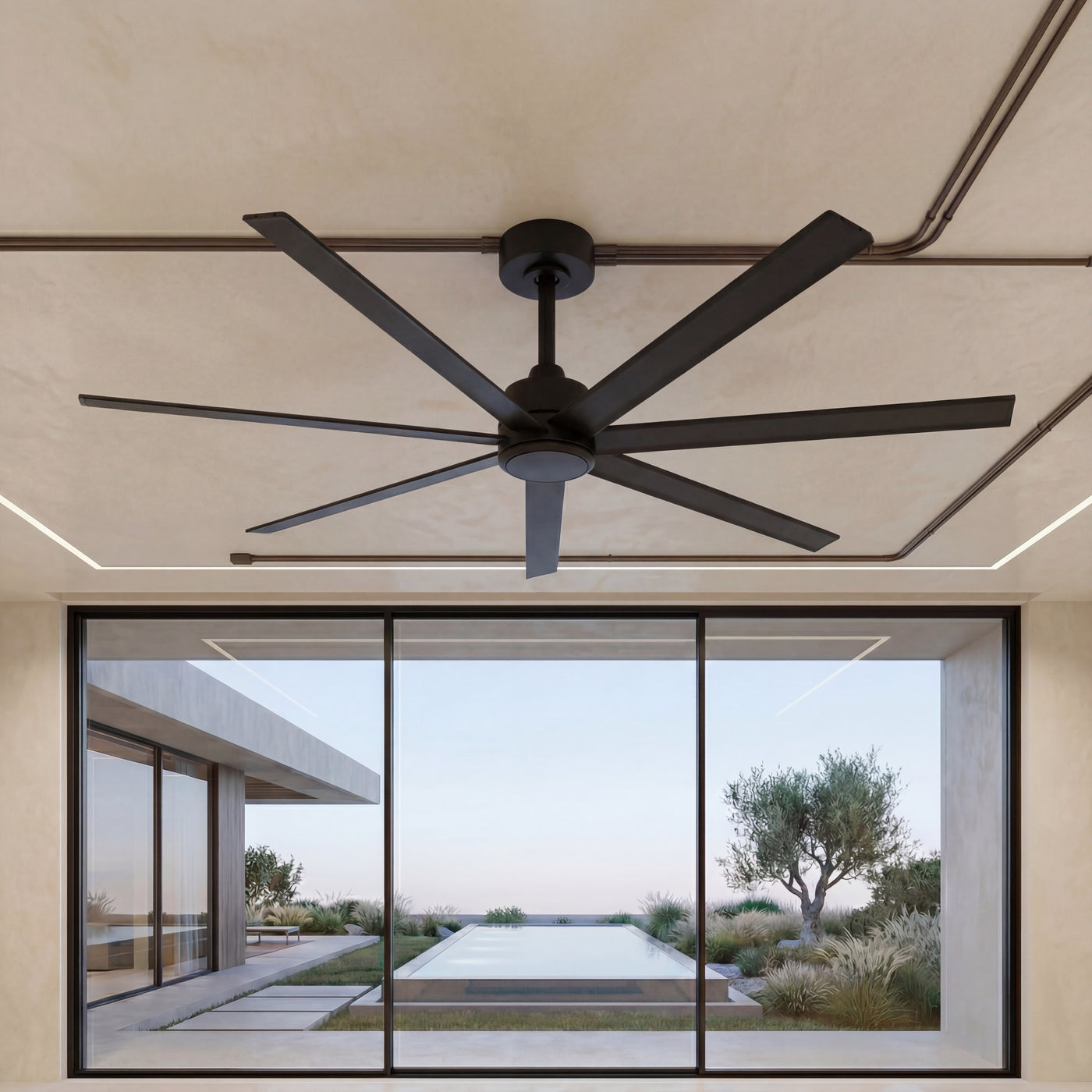 Atlanta 72 Inch Black Fan with LED Light and Remote