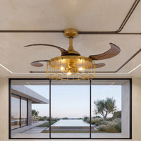48 Inch Antique Gold Retractable Blade Ceiling Fan