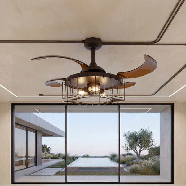 48 Inch Oil Rubbed Bronze Retractable Blade Ceiling Fan