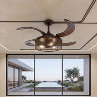 Meridian 48 Inch 3 Light Bronze Fan with Retractable Blades
