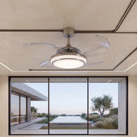 EVO1 48 Inch 1 Light Chrome Fan with Retractable Blades and LED