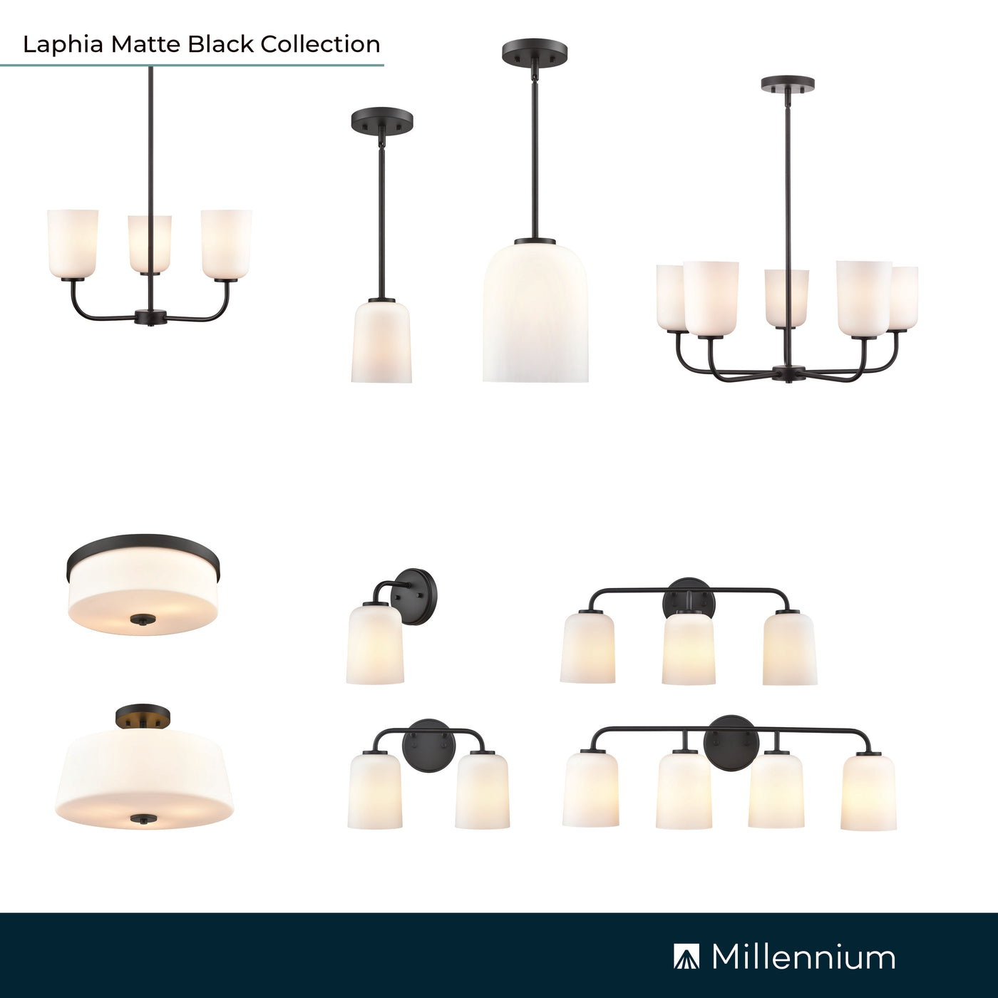 14'' Laphia Matte Black 2 Light Bath Vanity