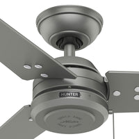 52 inch Cassius Matte Silver Damp Rated Ceiling Fan and Pull Chain