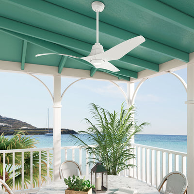 Casablanca 60 inch Stingray ENERGY STAR® Matte White Damp Rated Ceiling Fan with LED Light Kit and Handheld Remote
