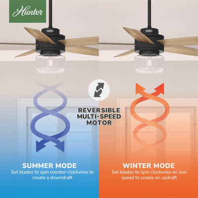 52 inch Margo Matte Black Ceiling Fan with LED Light Kit and Handheld Remote