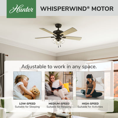 52 inch Crestfield HunterExpress Noble Bronze Ceiling Fan with LED Light Kit and Pull Chain