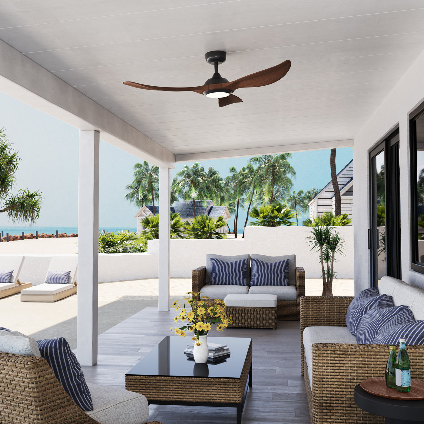 Wynleaf 52'' 3 Blades Matte Black Led indoor & Outdoor DC Ceiling Fan