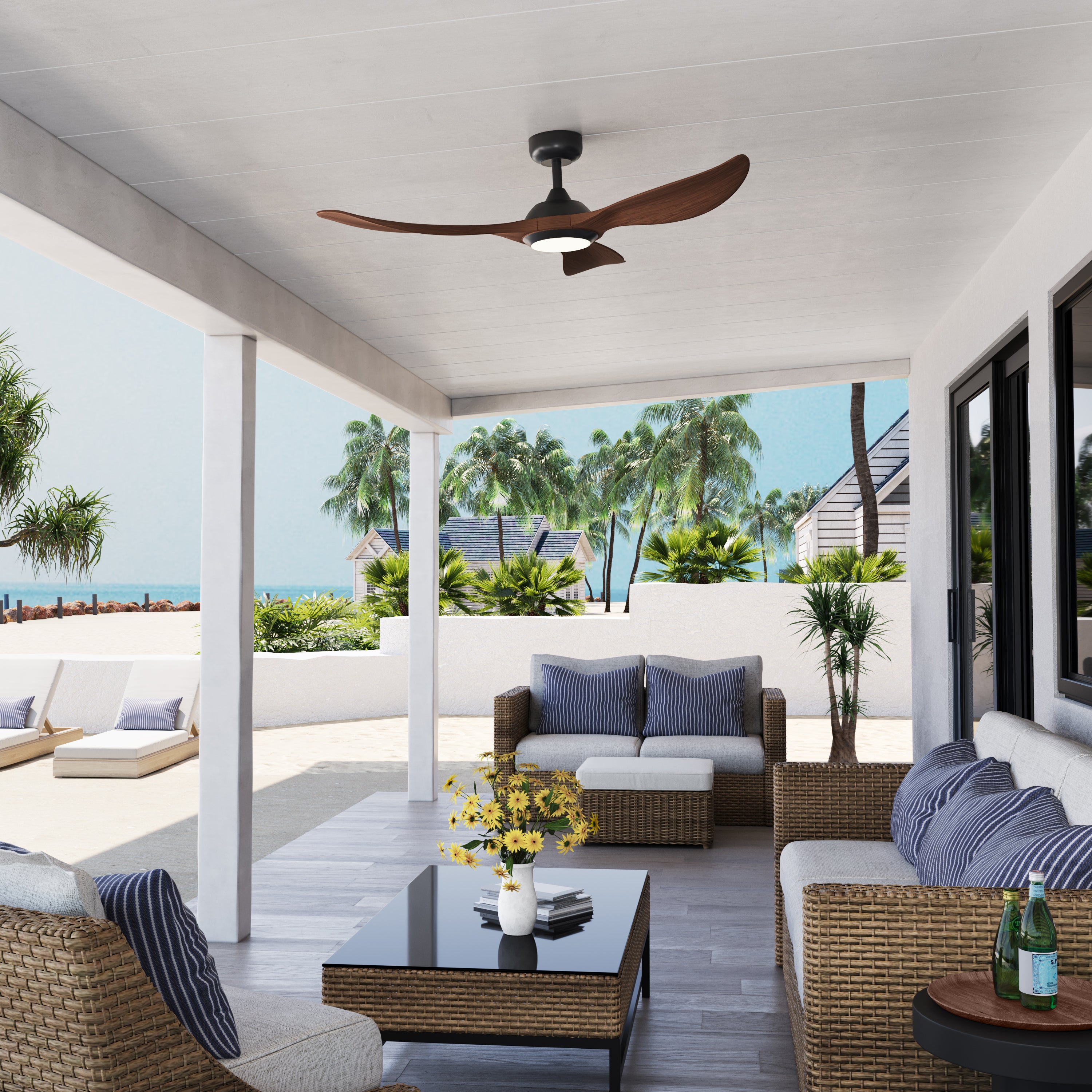 Wynleaf 52'' 3 Blades Matte Black Led indoor & Outdoor DC Ceiling Fan