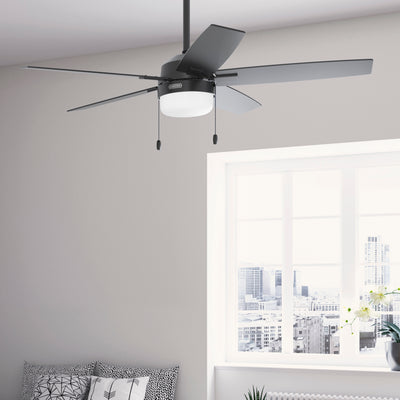 52 inch Anisten Matte Black Ceiling Fan with LED Light Kit and Pull Chain
