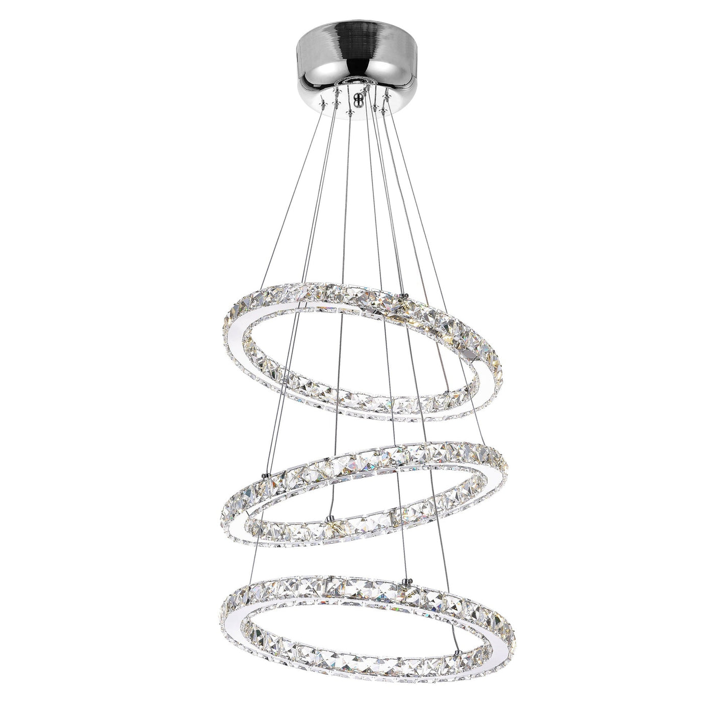 Ring Integrated LED 3 Ring 16in Chrome Chandelier
