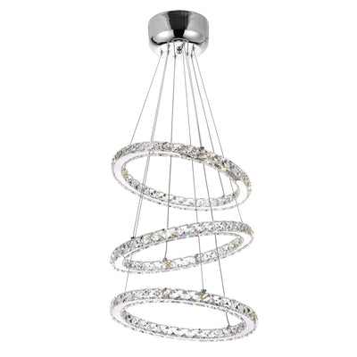 Ring Integrated LED 3 Ring 16in Chrome Chandelier