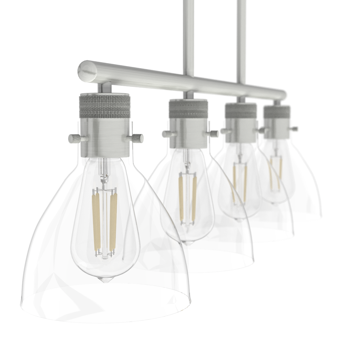 Van Nuys 32-inch 4-light Brushed Nickel Linear Chandelier with Clear Glass