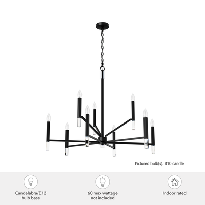 Sunjai 40-inch 9-light Matte Black Chandelier
