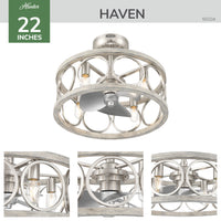 22 inch Haven Fandelier Brushed Nickel Ceiling Fan with Light Kit and Handheld Remote