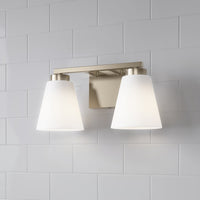 13-inch Strayhan Modern Gold 2-Light White Frosted Glass Bathroom Vanity Light
