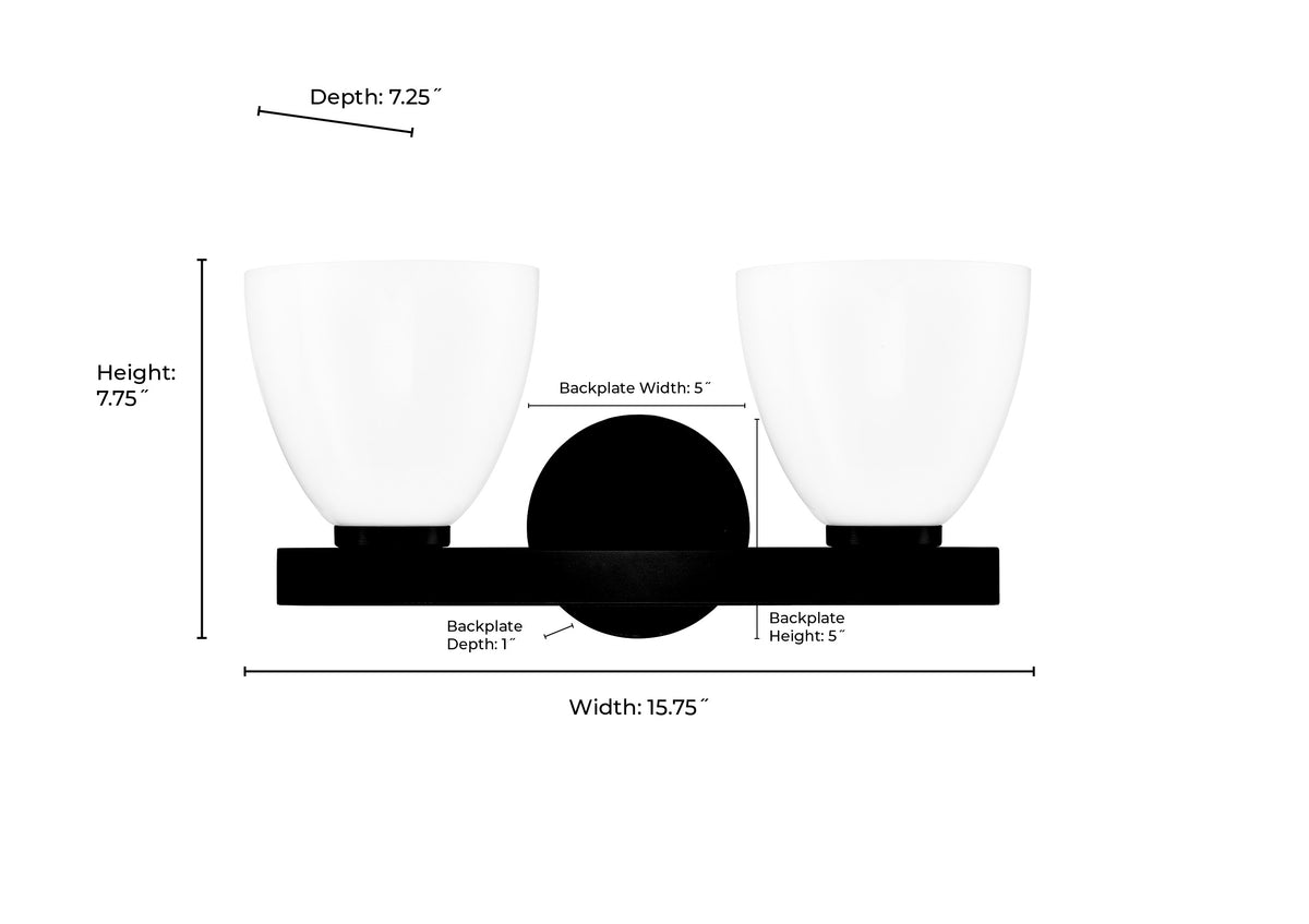 15.75'' Apria Polished Chrome 2 Light Bath Vanity