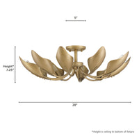 Juneway 28-inch 10-light Luxe Gold Flush Mount Ceiling Light with Luxe Gold Metal Shade