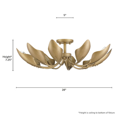 Juneway 28-inch 10-light Luxe Gold Flush Mount Ceiling Light with Luxe Gold Metal Shade