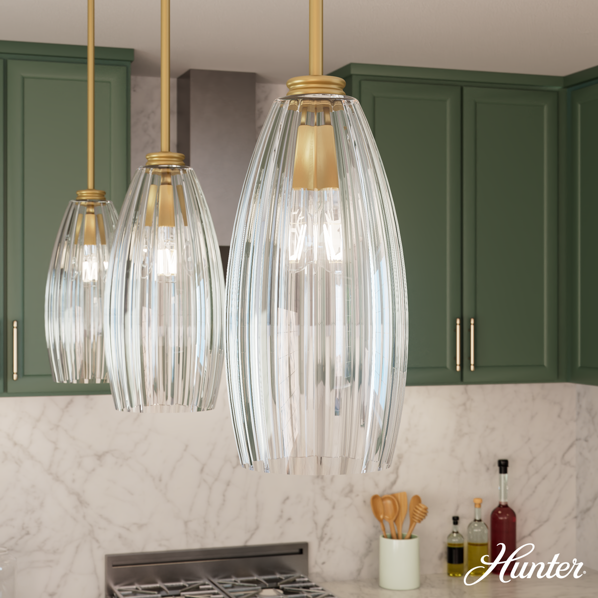 Rossmoor 7-inch 1-light Luxe Gold Pendant with Clear Fluted Glass