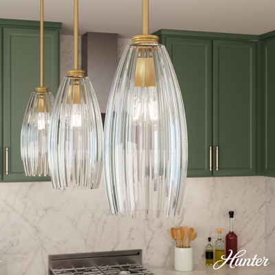 Rossmoor 7-inch 1-light Luxe Gold Pendant with Clear Fluted Glass