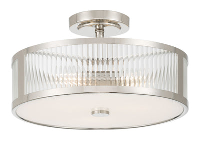 8.75'' Ardezia Polished NickelClear Ribbed 3 Light Semi-Flush Mount