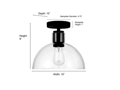 9'' Knightsdale Matte BlackClear 1 Light Semi-Flush Mount
