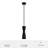 Zola 4-inch 1-light Matte Black Pendant with Matte Black Metal Shade