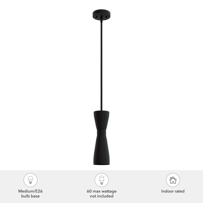 Zola 4-inch 1-light Matte Black Pendant with Matte Black Metal Shade