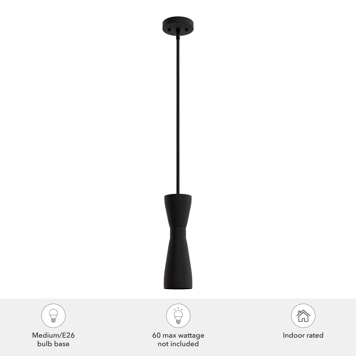 Zola 4-inch 1-light Matte Black Pendant with Matte Black Metal Shade