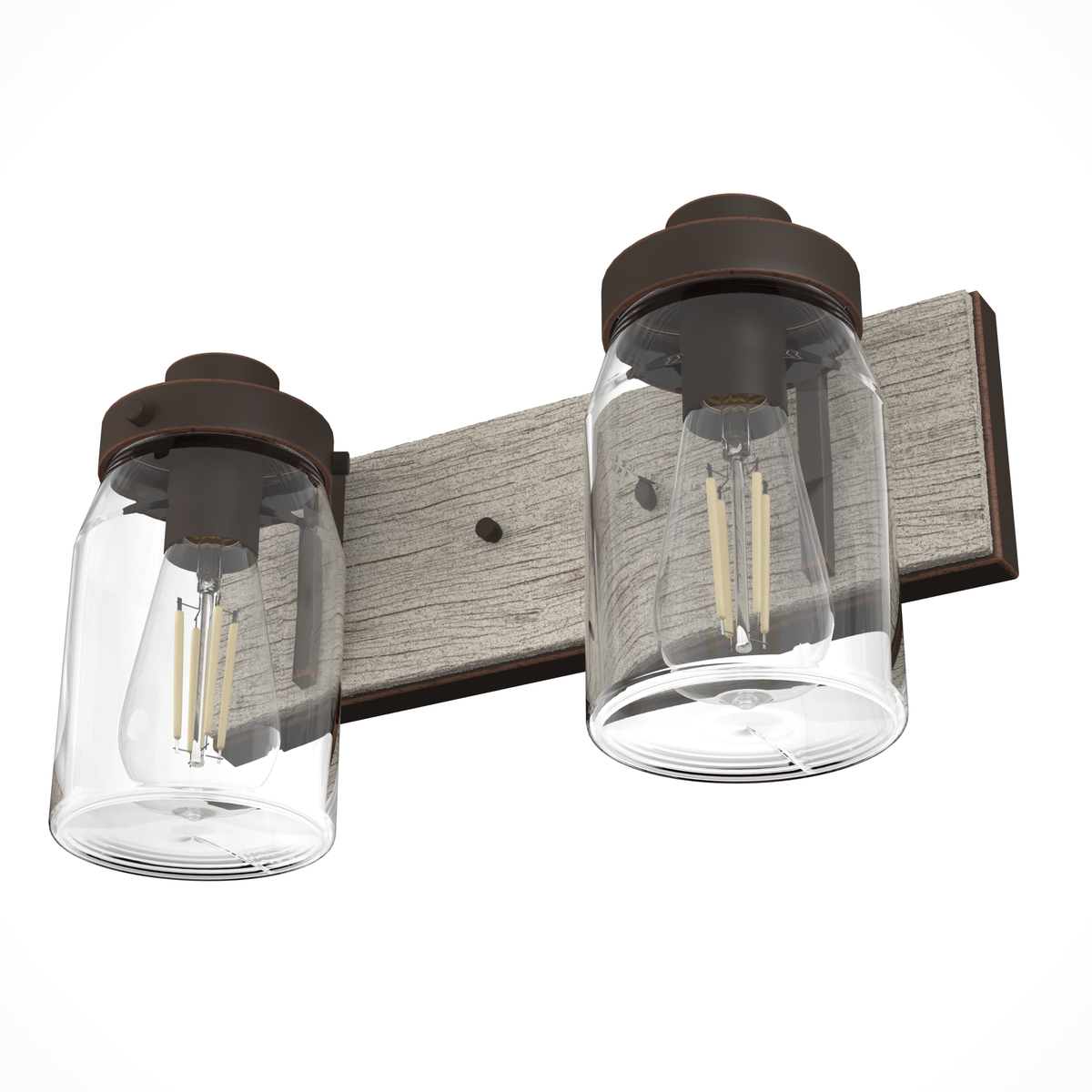 Devon Park 14.75-inch 2-light Onyx Bengal and Barnwood Vanity Light with Clear Glass