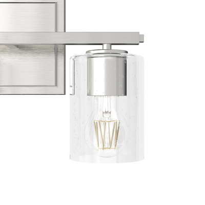 Kerrison 12-inch 3-light Brushed Nickel Vanity Light with Seeded Glass
