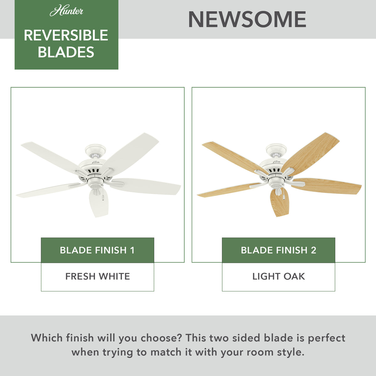 52 inch Newsome Fresh White Ceiling Fan and Pull Chain