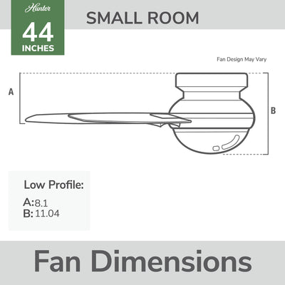 44 inch Dempsey Fresh White Low Profile Ceiling Fan and Handheld Remote