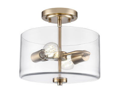 10'' Verlana Modern GoldClear 2 Light Semi-Flush Mount