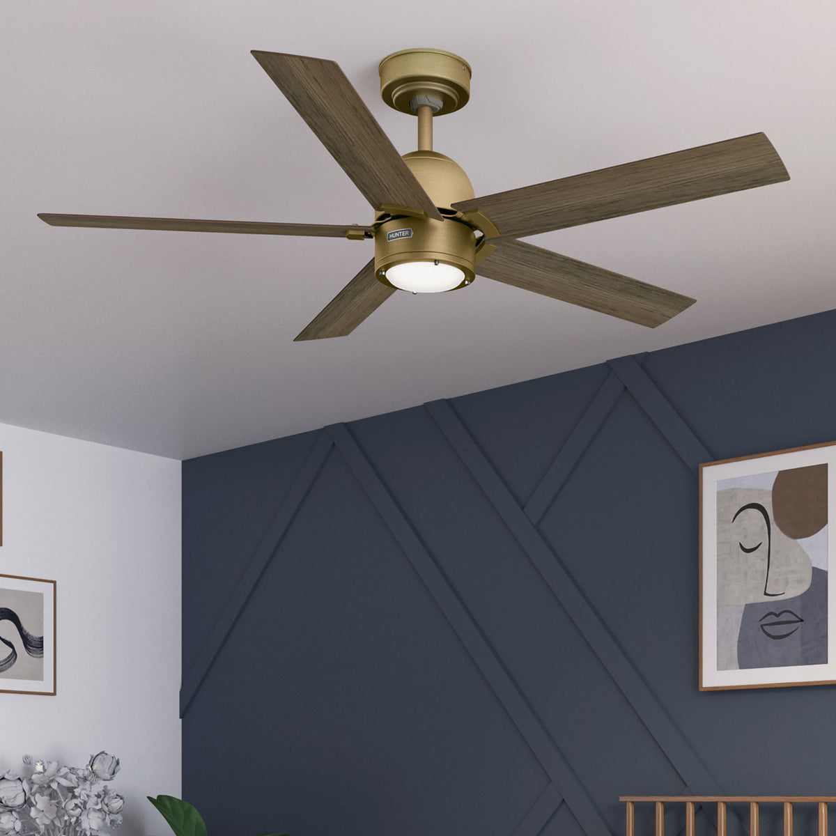 52 inch Erling ENERGY STAR® Luxe Gold Ceiling Fan with LED Light Kit and Handheld Remote