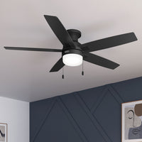52 inch Anisten Matte Black Low Profile Ceiling Fan with LED Light Kit and Pull Chain