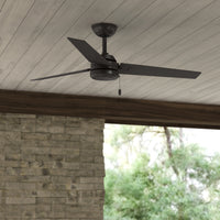 52 inch Cassius Premier Bronze Damp Rated Ceiling Fan and Pull Chain