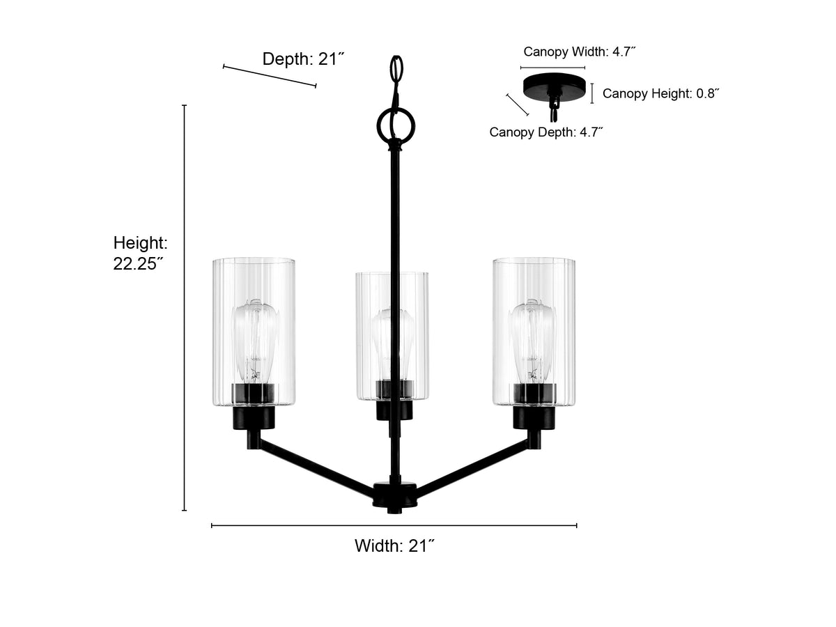 22.25'' Beverlly Brushed Nickel 3 Light Chandelier