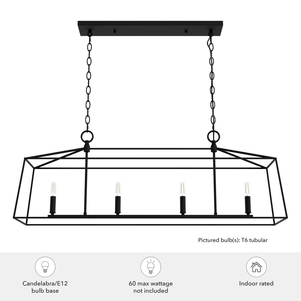 Fair Oaks 40-inch 4-light Matte Black Linear Chandelier