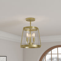 15.25'' Adabella Vintage BrassClear 3 Light Semi-Flush Mount