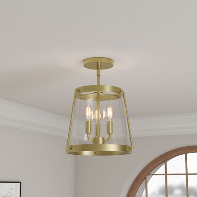 15.25'' Adabella Vintage BrassClear 3 Light Semi-Flush Mount