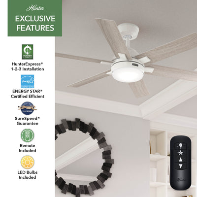 52 inch Georgetown ENERGY STAR® HunterExpress Fresh White Ceiling Fan with LED Light Kit and Handheld Remote