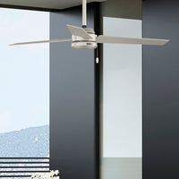 52 inch Cassius Matte Nickel Damp Rated Ceiling Fan and Pull Chain