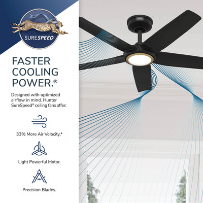 44 inch Zentech Wi-Fi ENERGY STAR® Matte Black Damp Rated Ceiling Fan with LED Light Kit and Handheld