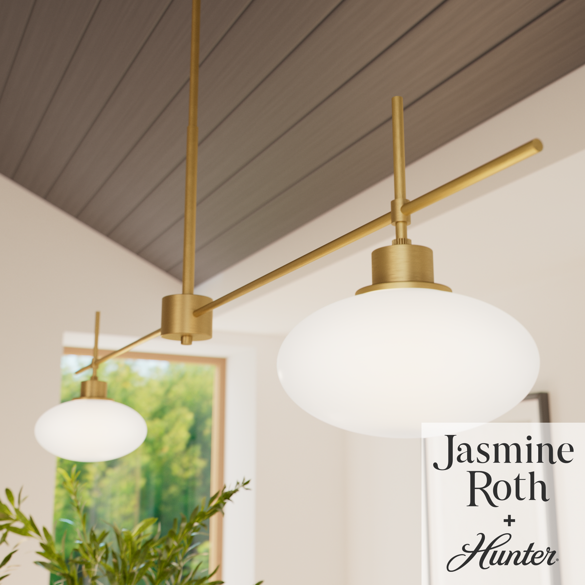 Getty 52-inch 2-light Luxe Gold Linear Chandelier with Cased White Glass