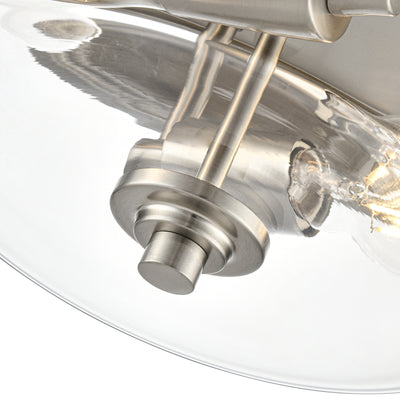 13-inch Strayhan Brushed Nickel 2-Light Clear Glass Flush Mount Ceiling Light